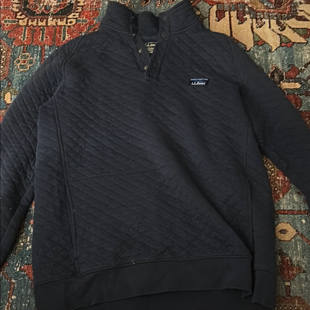 L.L. Bean Blue Zip Up Sweater Textured Knit